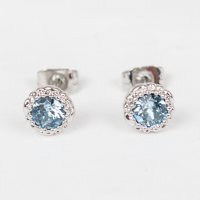 Дамски позлатени обеци със сини кристали марка Diamond style , снимка 2 - Обеци - 38468336