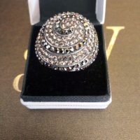 Уникален огромен сребърен пръстен със Сваровски кристали , снимка 5 - Пръстени - 30538197