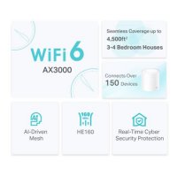 Удължител на интернет обхват TP-Link Deco X50 AX3000 2-pack Mesh Wi-Fi 6 система за целия дом , снимка 2 - Рутери - 38368166
