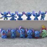 12 бр малки Стич Stitch фигурки пластмасови PVC за игра и украса торта топер, снимка 2 - Фигурки - 30736744