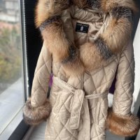 Дамско елегантно палто с лисица код 129, снимка 1 - Якета - 39115859