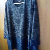 Официална тъмносиня блуза, голям размер, снимка 2 - Блузи с дълъг ръкав и пуловери - 37418811