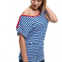 РАЗПРОДАЖБА!!! Нова дамска ефектна моряшка блуза-туника на райе, снимка 9 - Тениски - 30313636