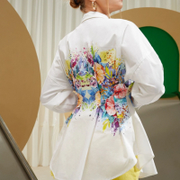 Бяла блуза , Блуза на цветя, Флорална риза, снимка 3 - Ризи - 44914195