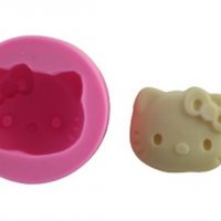 Коте Кити Hello Kitty глава дълбок силиконов молд форма калъп фондан гипс шоколад свещ сапун декор, снимка 1 - Форми - 37851484
