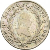 Монета Австрия 20 Кройцера 1787-В  Йосиф II, снимка 2 - Нумизматика и бонистика - 39688243