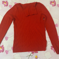 Чисто нова червена блуза с поло , снимка 2 - Блузи с дълъг ръкав и пуловери - 44642533