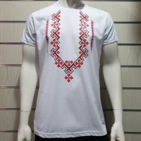 Нова мъжка бяла тениска с трансферен печат Шевица, Етно мотив, България, снимка 1 - Тениски - 31329081