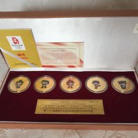 Монети с талисманите на Олимпиадата в Пекин 2008, 5бр/ Beijing Olympics 2008 commemorative coins set, снимка 2 - Нумизматика и бонистика - 35189122