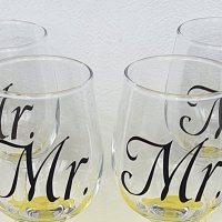 Стъклени чаши за вино с надпис , снимка 4 - Чаши - 44471403