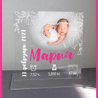 Бебешка визитка със снимка, акрилен плексиглас, снимка 5 - Ръчно изработени сувенири - 31956509