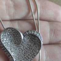 Сребърен синджир с висулка сърце (183), снимка 7 - Колиета, медальони, синджири - 42376368
