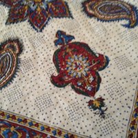 Покривка красива ръчна изработка панама маркирана Иран 58х56см-ресни 5см, снимка 5 - Покривки за маси - 44217330