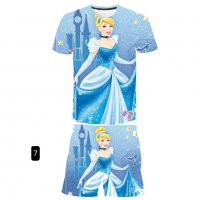 Летен комплект за момичета 3D тениска и шорти Cinderella, 7цвята - 023, снимка 7 - Детски комплекти - 37624305