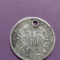 Рядка монета - 10 кройцера 1872 година Франц - Йозеф АВСТРИЯ сребро - 15062, снимка 6 - Нумизматика и бонистика - 31161545