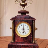 Старинен мраморен каминен френски часовник, снимка 1 - Антикварни и старинни предмети - 31426309