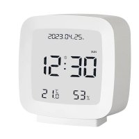 Малък светещ настолен часовник с термометър влагомер и аларма за бюро, снимка 8 - Други - 42188401