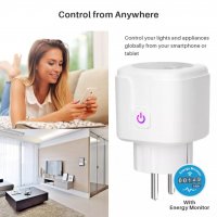 Wi fi Смарт контакт Smart wi fi plug Smart Home Google Home/ Tuya/Alexa Мониторинг на електроенергия, снимка 2 - Други - 39401998