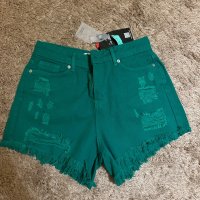 Дънкови къси зелени панталонки, снимка 4 - Къси панталони и бермуди - 42722813