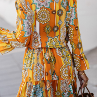 Дамска оранжева рокля в бохемски стил, снимка 4 - Рокли - 44559617