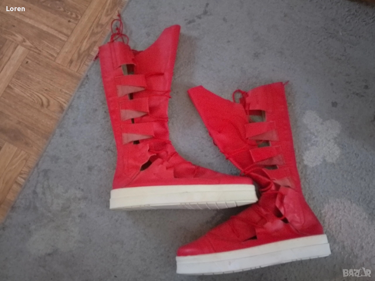 Ново!Червени интересни кецове от естествена кожа , снимка 1