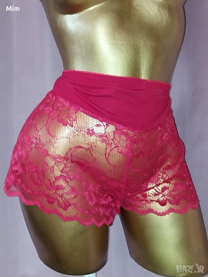 2XL Дантелен боксер с висока талия в червено, черно и бяло , снимка 1