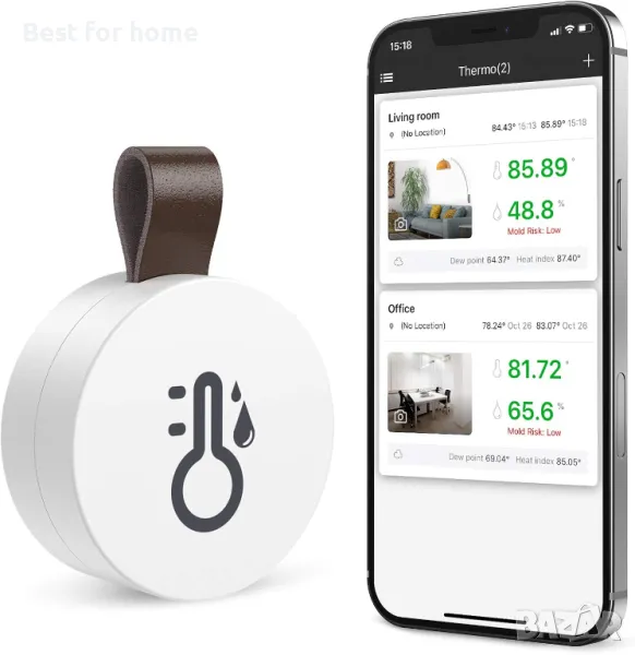 ORIA Мини безжичен сензор за влажност и температура, снимка 1