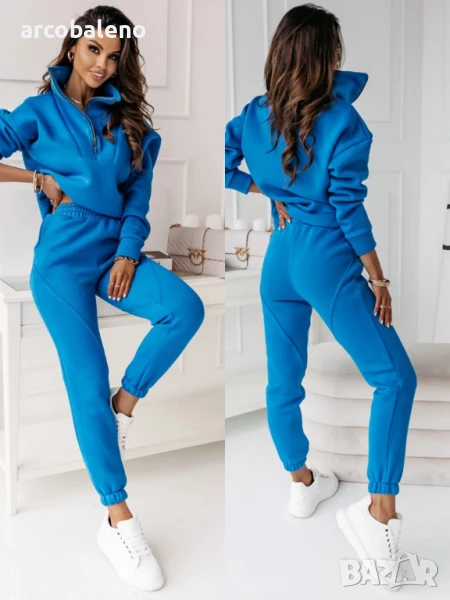 Дамски комплект анцуг в кралско син цвят с яка Leitta , снимка 1