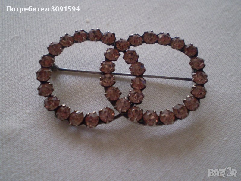 Дамска брошка  с кристали и сребърно покритие, снимка 1