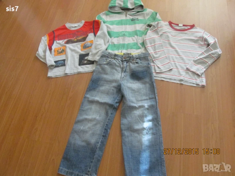 лот от суичър,две блузки и дънки в отлично състояние за ръст 122-128 за 13лв., снимка 1