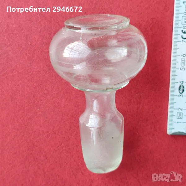 Стара стъклена куха запушалка, тапа., снимка 1