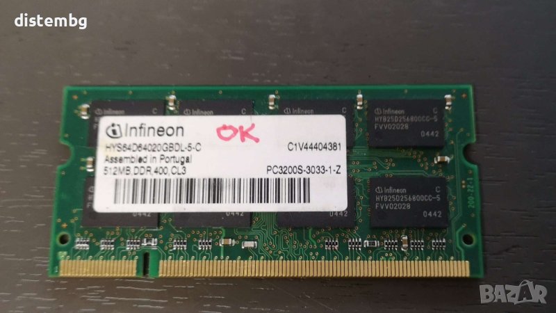 Памет Infineon 512MB DDR-400 HYS64D64020GBDL-5-C SODIMM PC3200, снимка 1