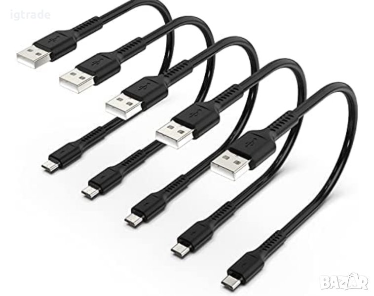 5бр. Micro USB към USB кабели - 20см, снимка 1