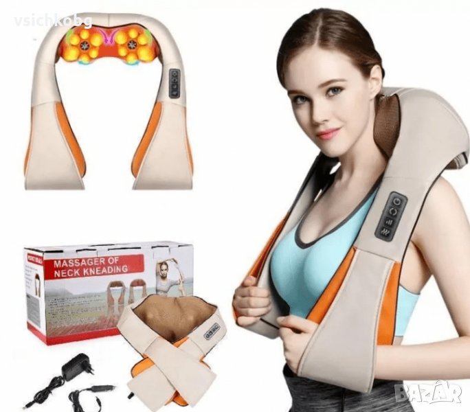 3D ШИАЦУ МАСАЖОР - MASSAGER OF NECK KNEADING DISCOVERY МАСАЖОР ЗА ВРАТА , ГЪРБА, И ЗА ЦЯЛОТО ТЯЛО, снимка 1