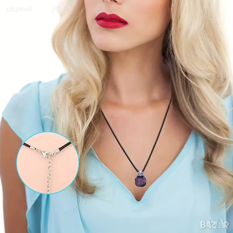 Черна връзка за колие с метална закопчалка, снимка 1