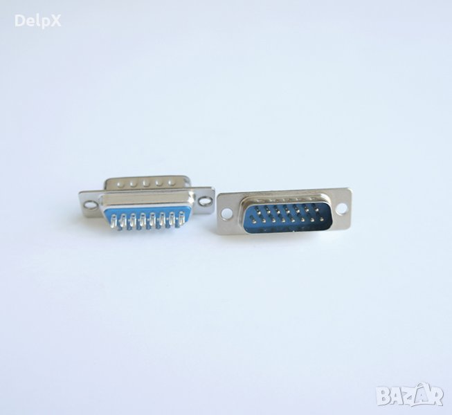 Букса за кабел метална RS232 15pin(м), снимка 1