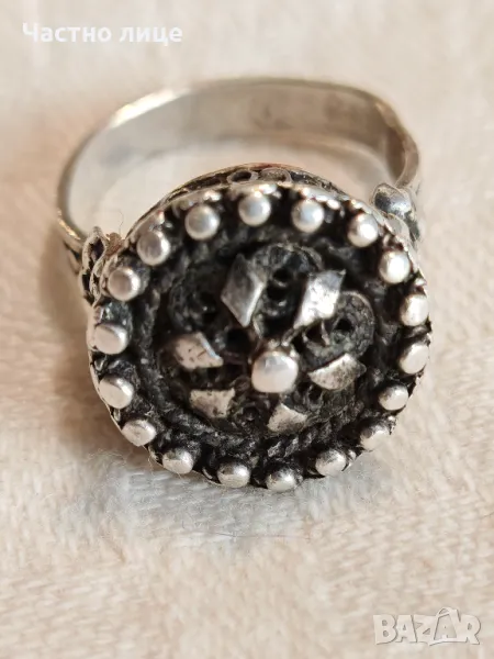 Оригинален Сребърен Пръстен Корона Царство България 1930те г, снимка 1