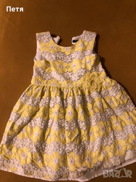 George Дантелена рокля за момиче - жълто и бяло, снимка 1
