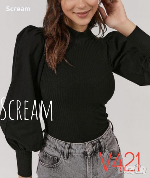 Дамска блуза с ефектни ръкави, снимка 1