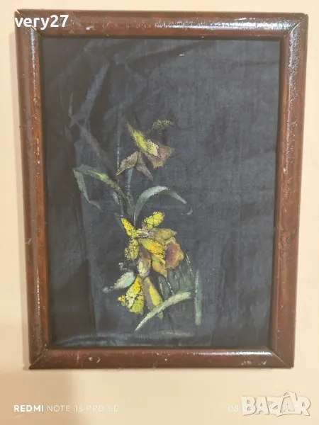 Стара картина рисувана коприна, снимка 1