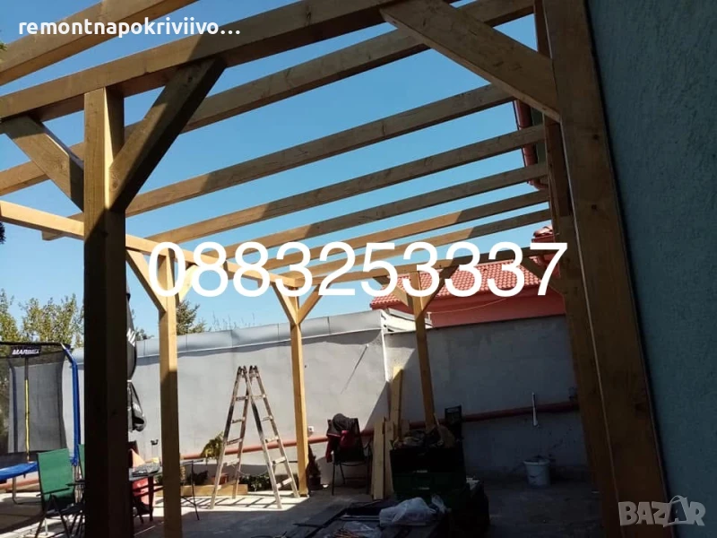 Дървени Навеси Изграждане Дървени конструкции Тераси Беседки, снимка 1