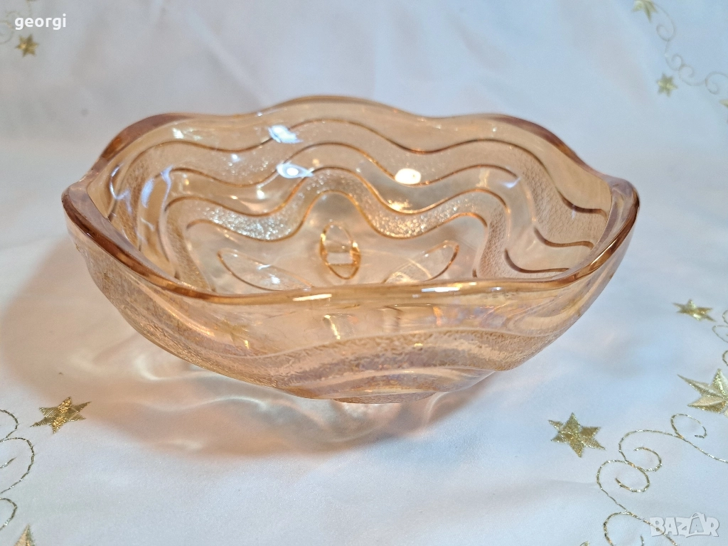 стъклена купа фруктиера цветно стъкло с перлен ефект 29/6, снимка 1