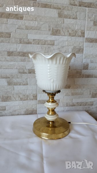 Стара месингова настолна лампа - нощна лампа - Антика, снимка 1