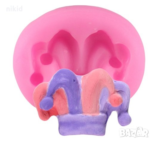 Малка шапка на Клоун силиконов молд форма декор украса торта фондан, снимка 1