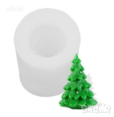 3D Малка красива елха силиконов молд форма калъп фондан гипс шоколад свещ сапун свещи, снимка 1