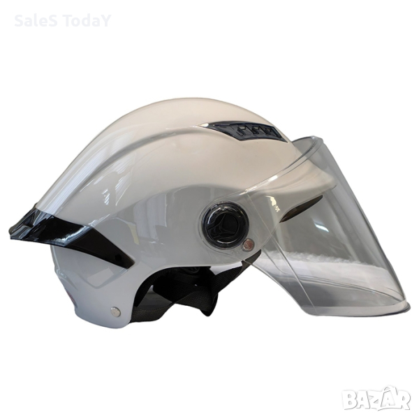Каска за мотоциклет, прозрачен Визьор и Спойлер, светли сив- гланц, снимка 1
