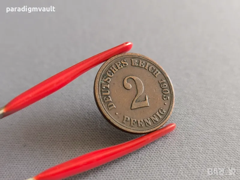 Райх монета - Германия - 2 пфенига | 1905г.; серия А, снимка 1