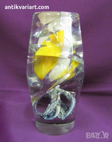 Винтич Кристално Стъкло Тежка Масивна Ваза Бохемия, снимка 1