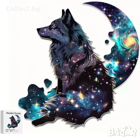 Дървен пъзел -Лунен вълк, снимка 2 - Пъзели - 48849450