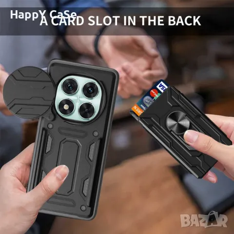 Xiaomi Redmi Note 14 / 14 Pro / 14 Pro+ / CARD SLOT Удароустойчив кейс гръб калъф с пръстен, снимка 3 - Калъфи, кейсове - 48643937